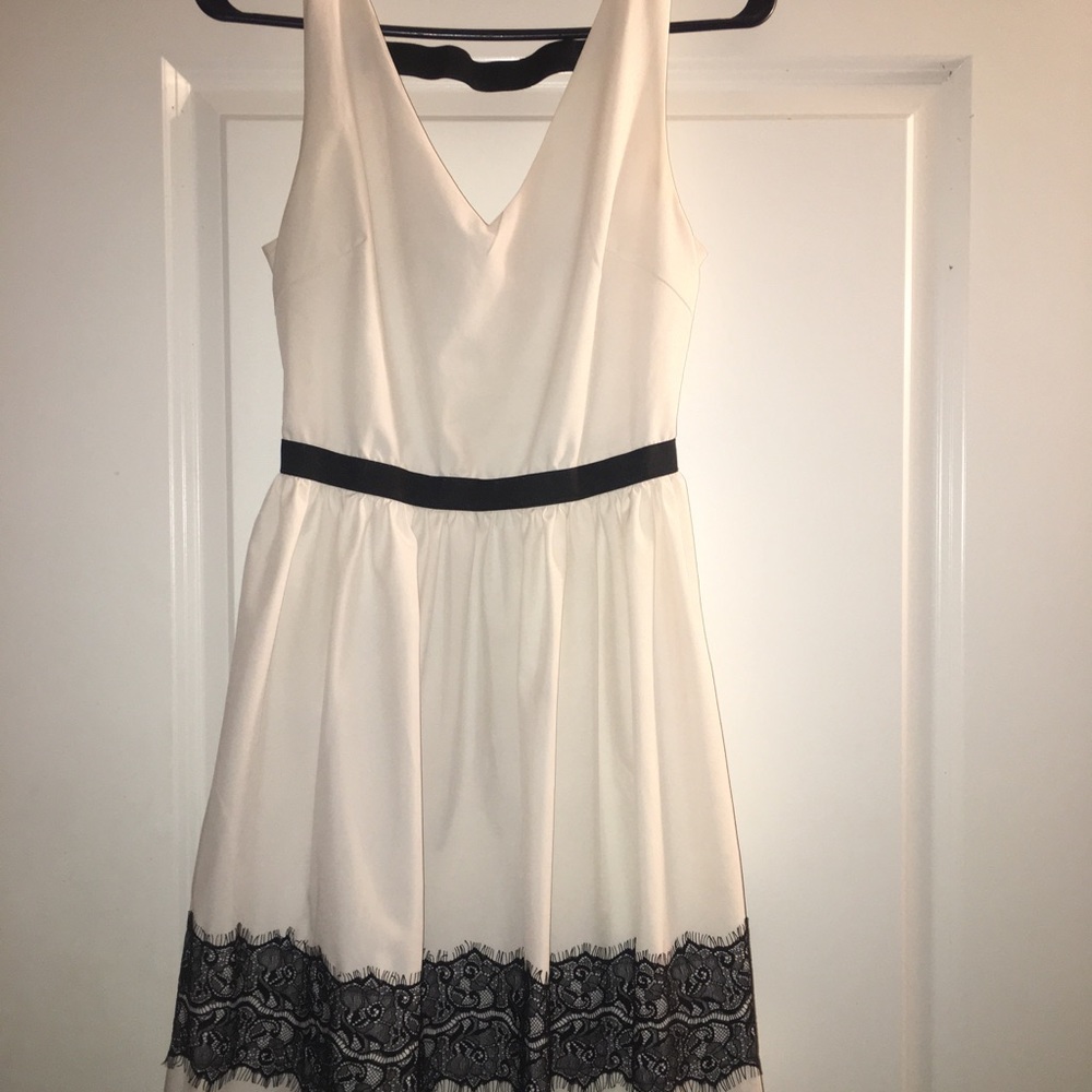 White and black lace dress